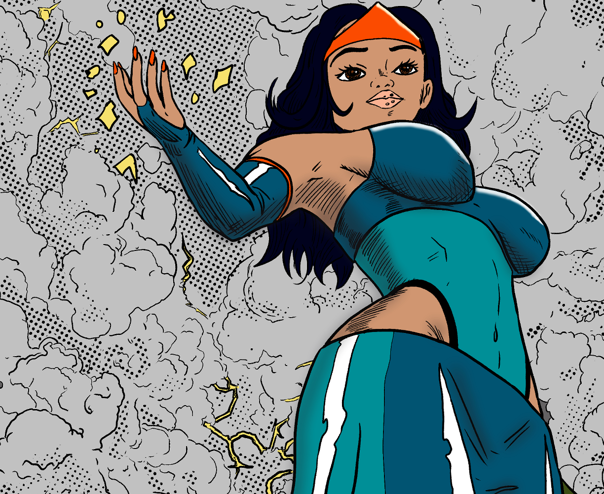 The frontpage cover art for the episode Like Fighting Ghosts from the comics series Threat Quotient, which is number 44 in the series