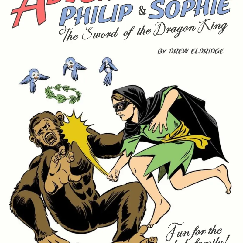 The frontpage cover art for the episode Chapter 9 from the comics series The Adventures of Philip and Sophie, which is number 9 in the series