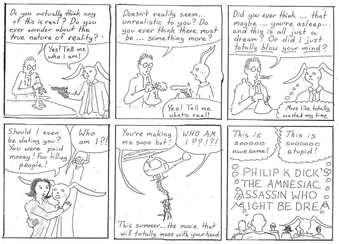 jack sees yet another philip k dick movie! panel 1