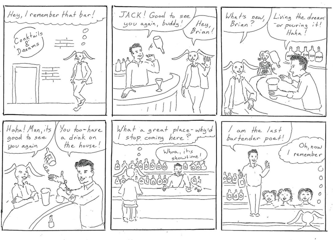 "cocktail" and heywood gould homage! panel 1