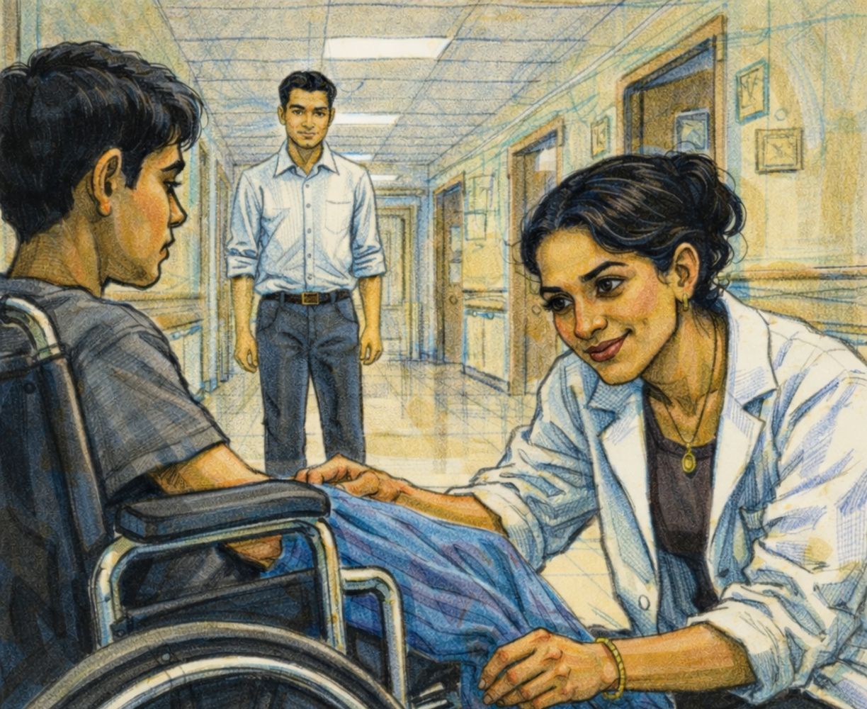 The cover art for the episode The Kind Doctor from the comics series Mumbai Singularity, which is number 8 in the series