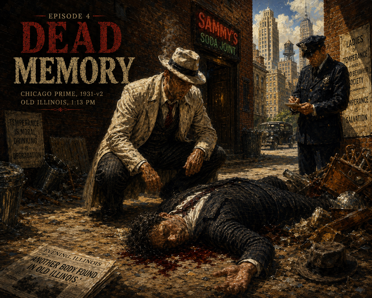 The frontpage cover art for the episode Episode 4: The Cavalier from the comics series Dead Memory: A Mercury Jones Mystery, which is number 4 in the series