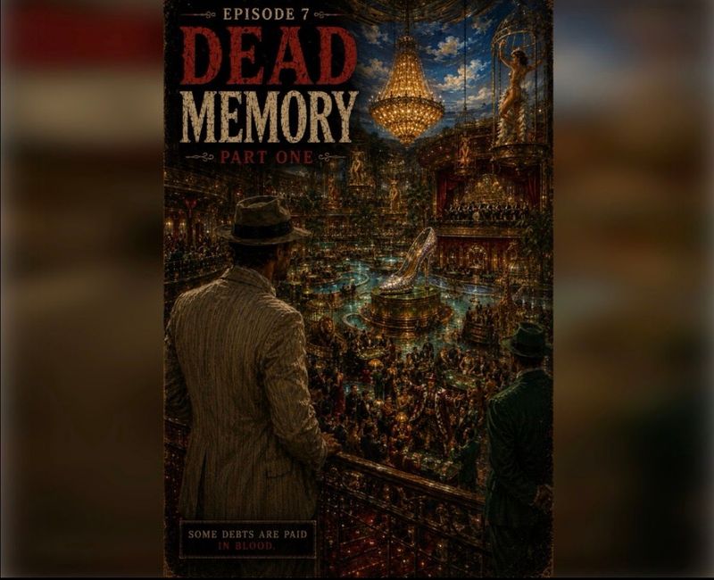 The frontpage cover art for the episode Episode 7: The Senator (part 1) from the comics series Dead Memory: A Mercury Jones Mystery, which is number 7 in the series