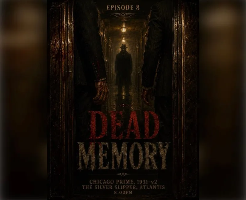 The frontpage cover art for the episode Episode 8: Rock and Rumble from the comics series Dead Memory: A Mercury Jones Mystery, which is number 9 in the series