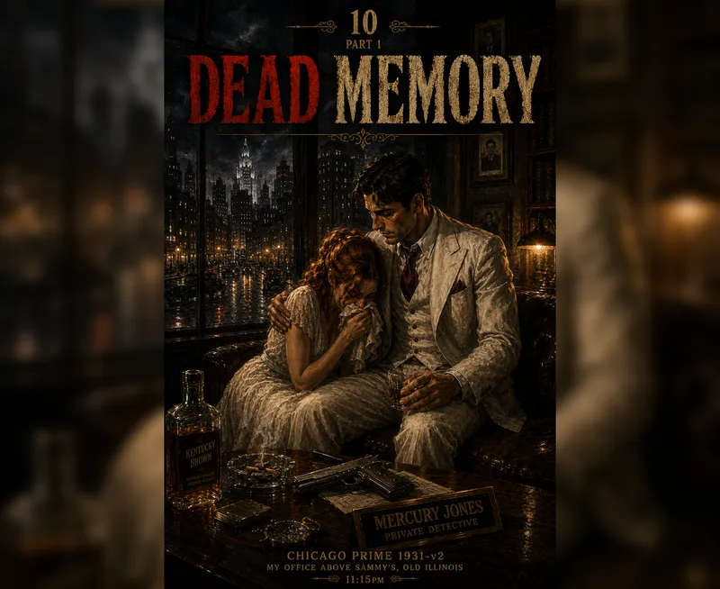 The frontpage cover art for the episode Episode 10 (Part 1): A Secret Admirer from the comics series Dead Memory: A Mercury Jones Mystery, which is number 11 in the series