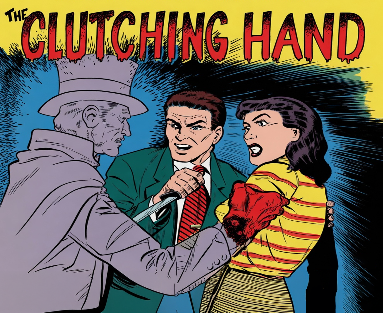 The frontpage cover art for the episode The Clutching Had #2 from the comics series Chuck Dixon Presents: Mystery , which is number 52 in the series