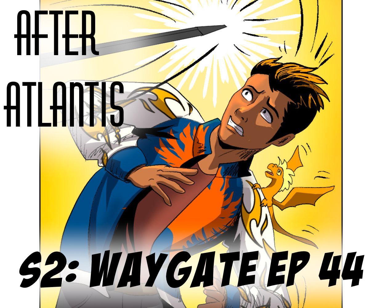 The frontpage cover art for the episode Reenter the Knight from the comics series After Atlantis, which is number 44 in the series