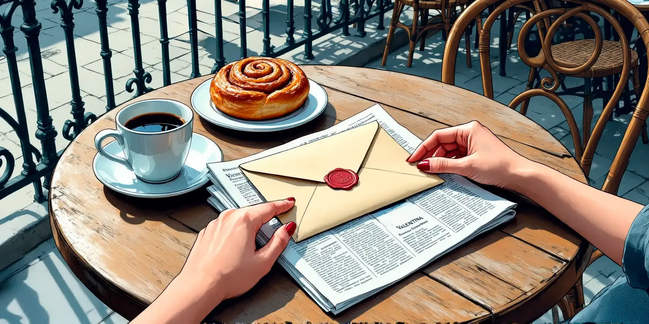 The frontpage cover art for the episode Picking up the Pieces from the comics series Three of Cups, which is number 64 in the series